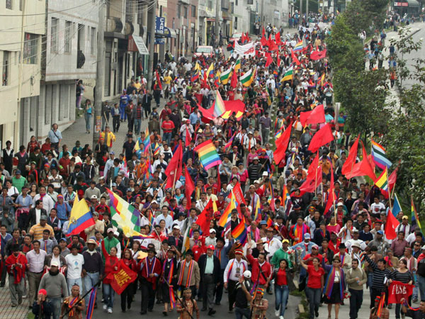 Protesta indígena contra Rafael Correa
